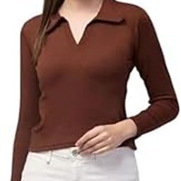 Allegro Cotton Blend Collared Long/Full Sleeve Ribbed Top for Girls Women Ladies - Pack of 1-image-83
