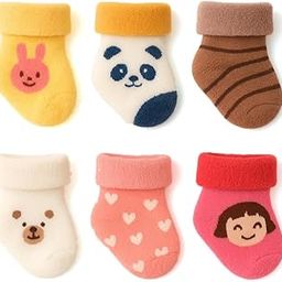 Baby socks 0-6 Months – Thick Terry Cotton Infant Newborn Socks – Soft, Warm, Cozy Winter Socks for Baby Boys & Girls Pack of 6-image-94