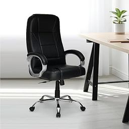 Nilkamal Mega High Back Office Chair Leatherette Ergonomic Office Chair with Adjustable Height and Padded Armrest Brown-60