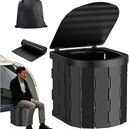 Harboan Portable Toilet Seat for Camping Outdoor Traveling Commode, Easy to Carry, Hiking Picnic Emergency Collapsible Car Road Trip Toilet for Adults with Waterproof Bag (Black)-image-99