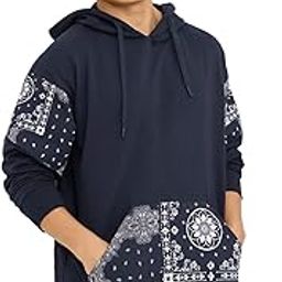 Hooded Pullover: Bandana Blues Men and Boys Hooded Neck Cotton Oversized Full Sleeve T-Shirts-image-33