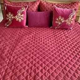 urban village Pollycotton Beautiful King Size Solid Pink Bed Cover-18