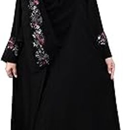 V Neck Multi Color Flower And Handwork Design With Plazo Sleeves Made Up Of Imported Nida Fabric Full Lenght Designer Abaya For Womens And Girls-picture-14