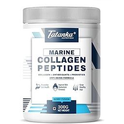 Tatanka Nutrition Marine Collagen Peptides 6000mg | Vit C, E Green Tea Ext Grapeseed Ext.and Probiotics | HAIRS NAILS SKIN HEALTH (COOL WATERMELON, 300G)-image-80