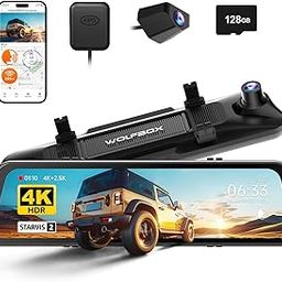 WOLFBOX G900 PRO 12" Mirror Dash Cam – Front 4K + Rear 2.5K Dual Recording, STARVIS 2 IMX678 Sensor, 128GB Card, Voice Control, 5.8GHz WiFi, Loop Recording, G-Sensor & GPS-19