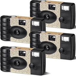 4 Pcs Disposable Camera Single Use Film Camera One Time Camera for Photography with Flash Color Film for Wedding, Anniversary, Travel, Camp, Party Supplies, Birthday Gift (Black and Gold)-image-90