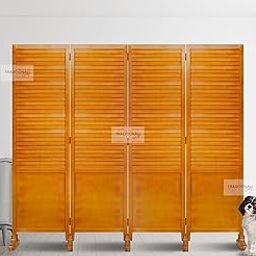 TRADITIONAL CRAFT Wooden partition for Living Room | Wood Screen for Pooja Room | Separator for Living Room | Hall Partition | Foldable Panel 6ft (Panel with Stand) (4 Panel with Stand)-image-104