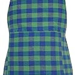 GLUN Waterproof Unisex Kitchen Apron Checkered with 2 Big Size Front Centre Pocket and Adjustable Neck Strap (Blue-Green)-25