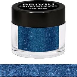 PRIVIU Power Shimmer Metallic Eye Makeup Loose Glitter Eyeshadow Powder (Talc Free), 11 Sea Blue, 3g-image-4