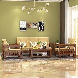 Douceur Furnitures Solid Sheesham Wood (3+1+1) 5 Seater Sofa Set for Living Room & Office | Finish:-Natural Brown-image-76