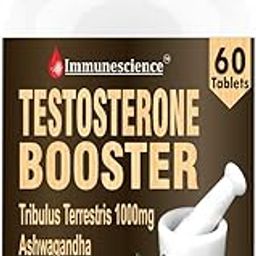 Immunescience Testosterone Booster For Men Tablet With Tribulus 1000mg Ginseng, Ashwagandha, Safed Musli, Ginkgo Biloba For Strength | Stamina | Muscle mass gainer | Growth | Gym -60 tablets-52