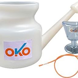 OKO Plastic Jal Neti Pot for Nasal Wash | Size: 500 ML | [[ FREE Rubber Sutra Neti, EYE WASH CUP ]] (White)-image-6