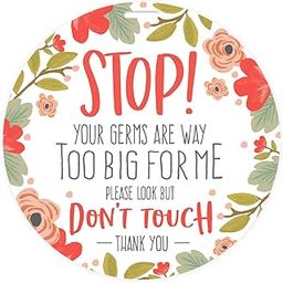 CANOPY STREET Stylish Floral Stop! Don't Touch Baby Car Seat Sign/Modern Illustrated Baby Stroller Germ Tag-14