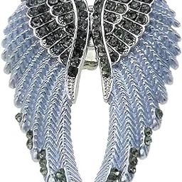 Punk Rock Angel Wing Ring Crystal Rhinestone Stretch Ring Biker Gray-image-26