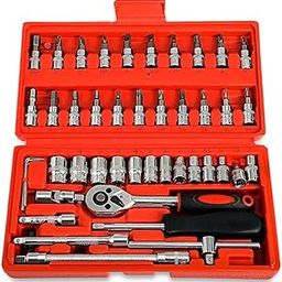 Kresal 46 in 1 Pcs Tool Kit & Screwdriver and Socket Set, Hand Tool Kit Wrench Set, Multi Purpose Combination Tool Case Precision Socket Set, Bike Tool Kit Set All Bike, Car Tool Kit Set-101