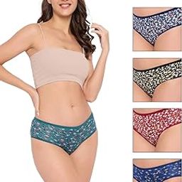 Women's Polyamide Pack of 5 Medium Waist Inner Elastic Hipster Panty -Multicolor-image-1