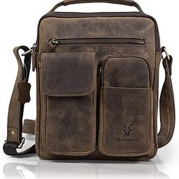 Hunter Leather 11”Inch Multi Pocket Men's Messenger Bags, (Coffee Brown) GTHT-07-picture-48