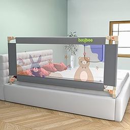 BAYBEE Baby Bed Rail Guard for Baby Safety with 28 Height Adjustable, Portable Bed Side Protector for Baby Falling | Foldable Single Side Bed Railing for Baby Toddler (1 Side, Grey, 180x80cm)-image-78
