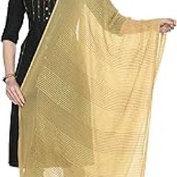 Women's Self Embroidery,Regular Wear Dupatta,Desinger Dupatta Gold Colour Chiffon Regular Dupattas & Chunnis-15