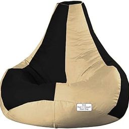 RnS Rest 'n' Sleep - Bean Bag Filled with Beans, with 1 Year Warranty (XXXL, Black/Mushroom)-image-54