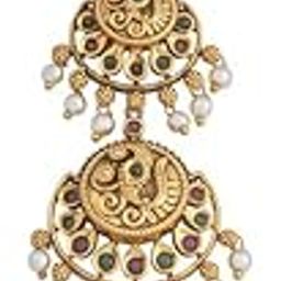 Ruby-Green Gold Plated Ethnic Antique Tikka - 415555-image-63