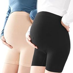 Maternity Underwear Over Bump, High Waist Mid-Thigh Pregnancy Underwear, Prevent Chaffing, Soft Abdominal Support, Shape Wear Seamless Panties for Under Dresses (Skin Colour, Black)-image-40