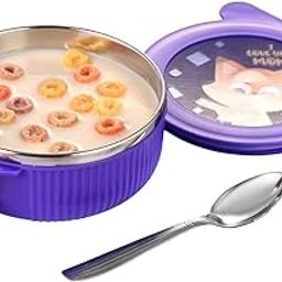 RJ ROJENO Linex Air Tight Baby Feeding Bowl | BPA Free | Inner Steel | Stay Warm Bowl | Food Remains Warm | Multicolor,450 ml Pack of 1 with Free Steel Spoon-image-116
