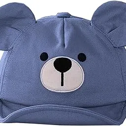 BabyMoon Cotton Baby Kids Boys Girls Summer Cap Bear Design | 0-2 Years | Blue-picture-13