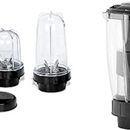 Deluxe Mixer Juicer jar and Bullet Jar Combo ABS Plastic Set of 2 Bullet Jars (530ml and 350ml) Plus 1 Juicer Jar 1500ml, Black TA-3