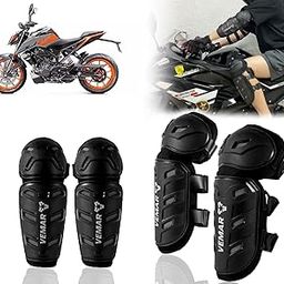 Auto Pearl Motorcycle Knee Shin Guards Elbow Pads, 4 in 1 Monstor Style Knee Shin Safe Protection Armor for Moto Cycling Racing compatible with 200 DukeBS6 (Black, 4Pcs)-image-54