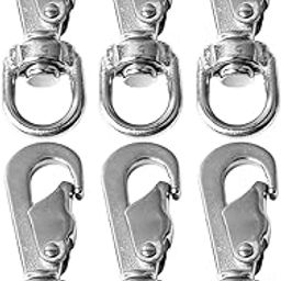 6Pcs Stainless Steel Flag Clips, Rotating Eye Snap Diving Spring Hooks 55mm for Flagpole Rope Dog Leashes Keychains-image-10