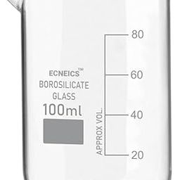 ECNEICS Borosilicate Glass Beaker 100 ml with Graduation Marks Pack of 1Pc for Schools, Collage Students Chemistry Labs-21