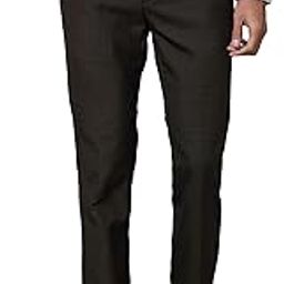 Men's Slim Fit Polyviscose Blend Flat Front Checks Pattern Dark Brown Formal Trouser-picture-10
