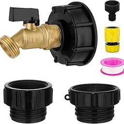 IBC Tote Adapter，275-330 Gallon IBC Bag Tank Fittings 1/2in Lead-Free Compliant Brass Water Shut-Off Valve Faucet with 3 Size Adapter+ Garden Hose Quick Connector-picture-15