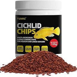 TUNAI Multi-Ingredient 49% Protein Sinking Chips for Cichlids | 125G | Cichlid Food Specially Formulated Fish Food for All Carnivores Fish Types (Chips Wafers - 125G), All Life Stages-29