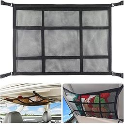 STHIRA® Car Ceiling Storage Net, Upgraded Car Ceiling Cargo Net Pocket, 31.5''x21.5'' Strengthen Load-Bearing Adjustable Double-Layer Mesh Camping SUV Storage Bag for Tent Putting Quilt Toys Sundies-image-79