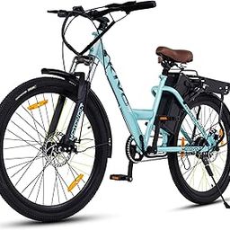 Motovolt KIVO Easy Extended Carrier Electric Cycle | Standard Normal Range | Range up to 45 Kms in Pedal Assist Mode | Electric Bicycle - Aqua-1
