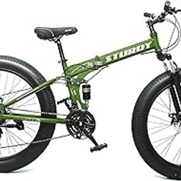 STURDY BIKES Foldable Fat Mountain Bike with 26X4 Inch Tyres for Adults(18 Inch _White)-image-21