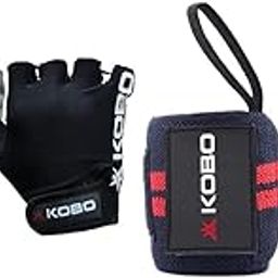 Kobo WTG-05 Leather Gym Gloves, X-Large (Black) Power Wrist Weight Lifting Training Gym Straps with Thumb Support Grip Gloves (Black:Red)-image-96