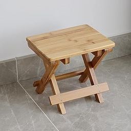 FEELING MALL Shower Stool,Square Shower Seat Bench | Wooden Stool Shower Bench Folding Stool Seat Stool Multfunctional for Bathroom,Living Room,Bedroom,Laundry Room or Garden Fishing-picture-4