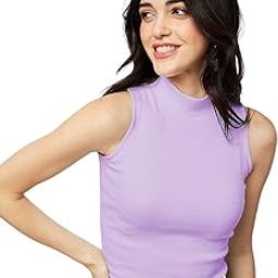 Women’s Tank Tops - Microfiber Lycra Sleeveless Spaghetti Strap Tops, Halter Neck, V Neck Club Collar & Mock Neck Styles, Stretch Fit-image-6