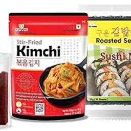 Kimbap DIY Kit | Korean Sushi Roll Making Combo | Includes Kimchi, Nori Sheets & Gochujang | Korean Food Kit | Seaweed Sheets for Sushi | Authentic K-Food Starter Pack | Korean Snack Combo | Vegan-Friendly | Easy Homemade Kimbap | Combo of 3 | Asian Cuisine Essentials-image-8