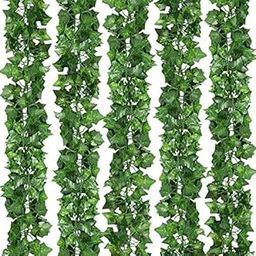Deehome Silk Artificial Ivy Hanging Grass Creepers (Set of 12), for Home Decoration, Wall Decoration 12 (7.5 Ft Long), Green-image-31