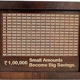 Senpra Wooden Piggy Savings Money Bank Tracker Board Smart Money Bank Small Amounts Become Big Savings Goal Chart Brown Frame-14