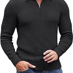 Mens Cotton Quarter Zip Sweater for Men-image-63