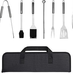 Amazon Brand - Umi BBQset| Barbecue Grill Accessories Tools| BBQ Tool Kit with Storage Bag Stainless Steel, (Set of 7)-image-49