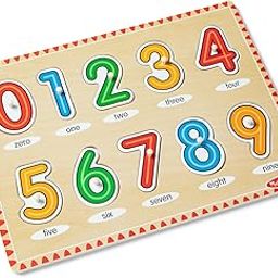 Melissa & Doug Lift & See Numbers Wooden Peg Puzzle - 10 Pieces Number Puzzles for Toddlers and Kids Ages 1+ - FSC-Certified Materials-1