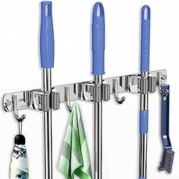 BENIM™ Stainless Steel Heavy Duty Wall Mounted Broom and Mop Stick Holder, Hanging Tools for Home Kitchen Garden Laundry Garage (1, SILVER SLOT 3)-image-57