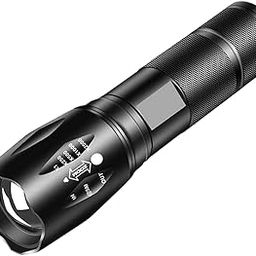 Linist High Powered Handheld T6 Led Aluminium Flashlight Light Torch Lamp, Portable LED Flashlight with Adjustable Focus and 3 Light Modes-18