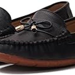 Women's Trendy Patent Comfort Casual Closed Round Toe Slip On Bow-Knot Dress Flat Loafers Pump Shoes with Tassal-picture-47